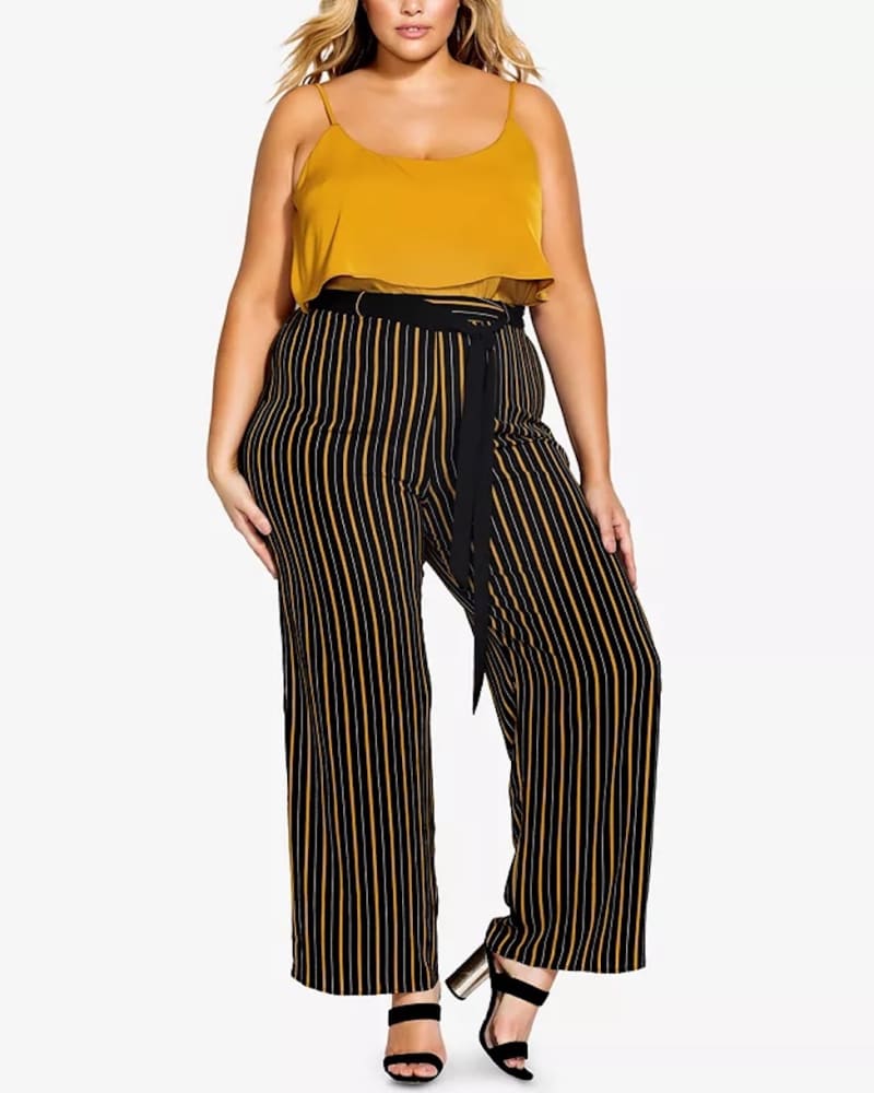 Plus size striped palazzo pants top